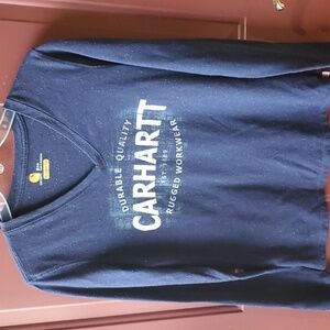 Vintage Carharrt LS navy fleck rugged workweek tee shirt small (4-6) relaxed fit